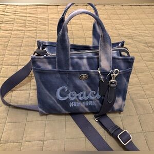 Coach Blue Canvas Tote with Crossbody Strap